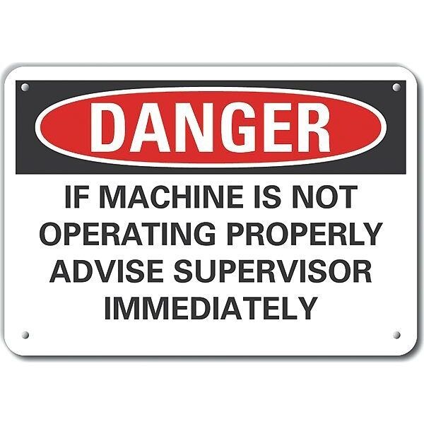 Danger Sign, 10 in Height, 14 in Width, Plastic, Horizontal Rectangle, English