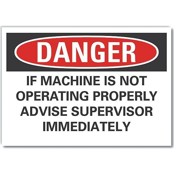 Machine & Operation Danger Label, 5 in Height, 7 in Width, Polyester, Horizontal Rectangle, English