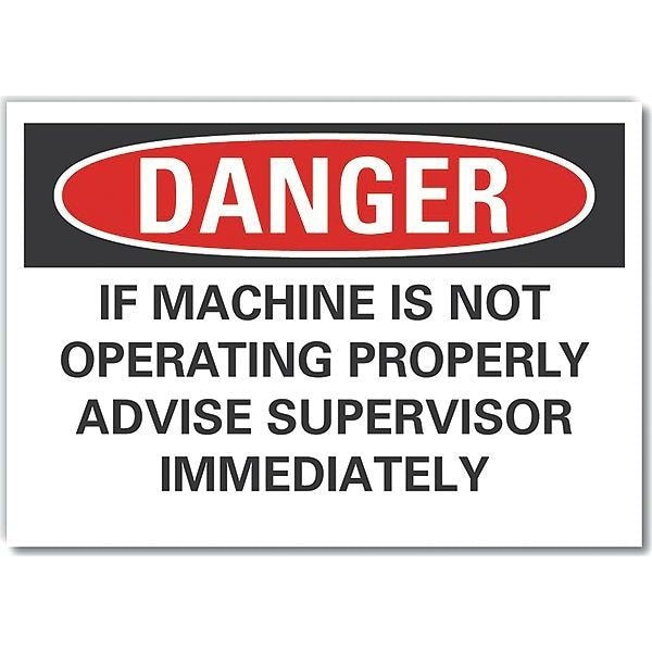 Machine & Operation Danger Reflective Label, 7 in Height, 10 in Width, Reflective Sheeting, English