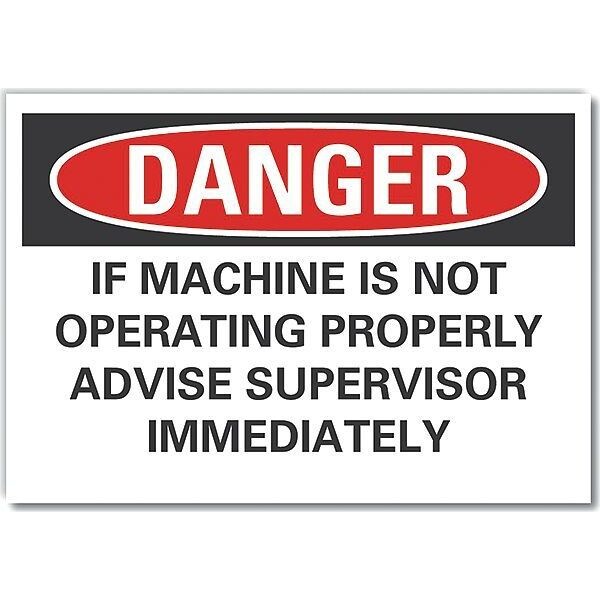 Danger Sign, 10 in Height, 14 in Width, Non-PVC Polymer, Horizontal Rectangle, English