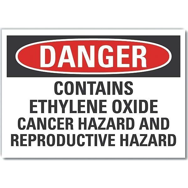 Ethylene Oxide Danger Label, 10 in Height, 14 in Width, Polyester, Horizontal Rectangle, English