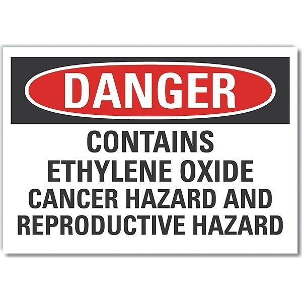 Ethylene Oxide Danger Reflective Label, 7 in Height, 10 in Width, Reflective Sheeting, English