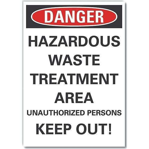 Danger Sign, 10 in H, 7 in W, Non-PVC Polymer, Horizontal Rectangle, English, LCU4-0681-ED_7x10