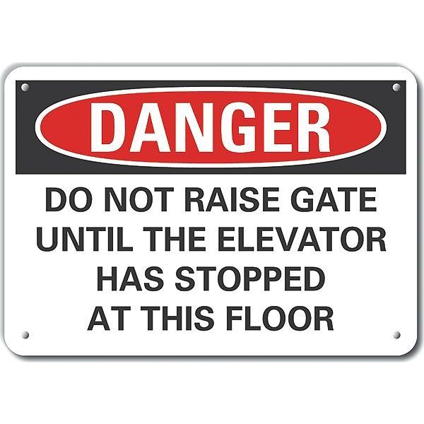 Reflective  Elevator Hazard Danger Sign, 7 in Height, 10 in Width, Aluminum, Vertical Rectangle