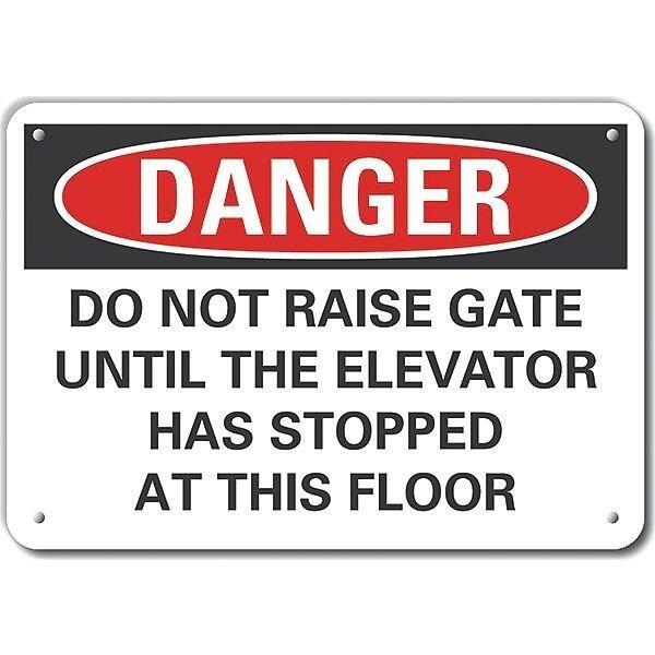 Plastic Elevator Hazard Danger Sign, 10 in Height, 14 in Width, Plastic, Horizontal Rectangle
