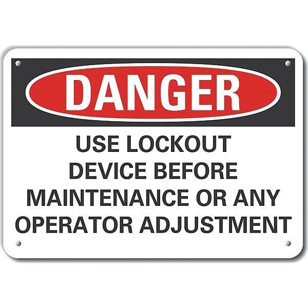 Danger Sign, 10 in Height, 14 in Width, Plastic, Horizontal Rectangle, English