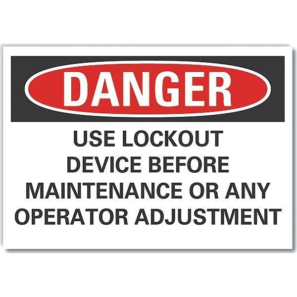 Lockout Tagout Danger Label, 10 in Height, 14 in Width, Polyester, Horizontal Rectangle, English