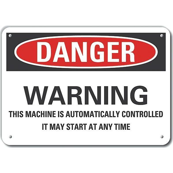 Plastic Machine & Operation Danger Sign, 10 in Height, 14 in Width, Plastic, Horizontal Rectangle