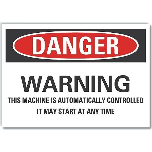 Danger Sign, 10 in Height, 14 in Width, Non-PVC Polymer, Horizontal Rectangle, English