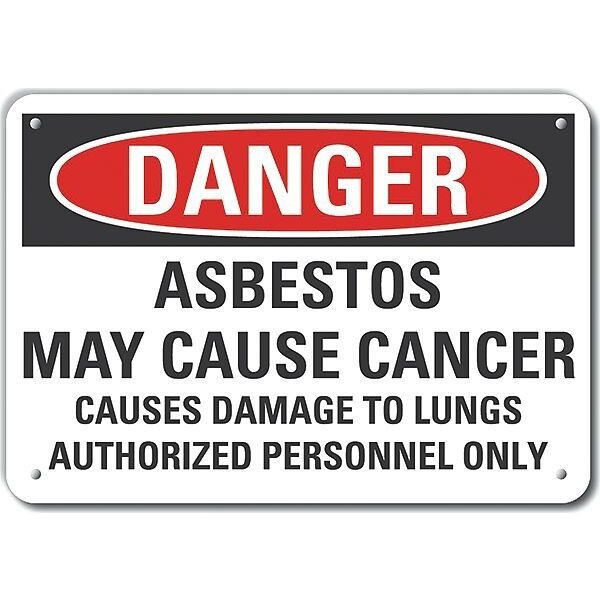 Reflective Asbestos Danger Sign, 10 in H, 14 in W, Horizontal Rectangle, LCU4-0695-RA_14X10