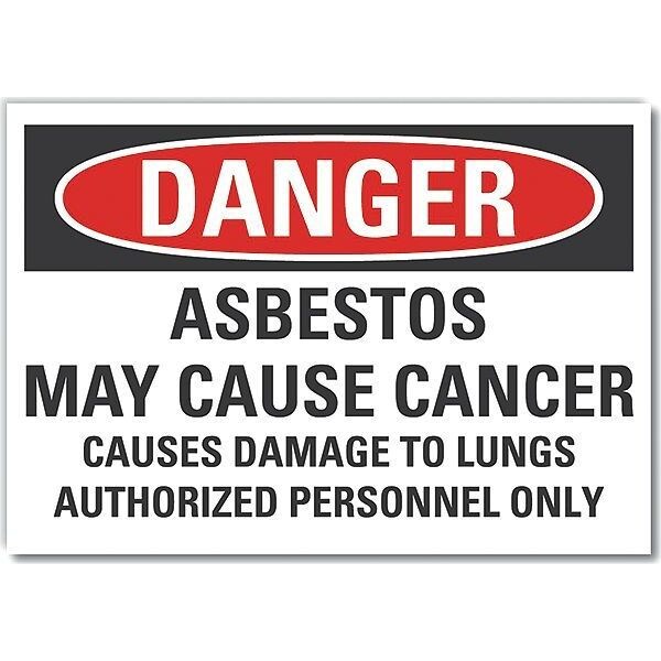 Asbestos Danger Reflective Label, 10 in H, 14 in W, English, LCU4-0695-RD_14X10