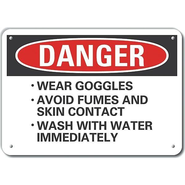 Plastic Eye & Skin  Danger Sign, 7 in Height, 10 in Width, Plastic, Vertical Rectangle, English