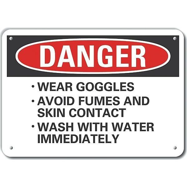 Plastic Eye & Skin  Danger Sign, 10 in Height, 14 in Width, Plastic, Horizontal Rectangle, English
