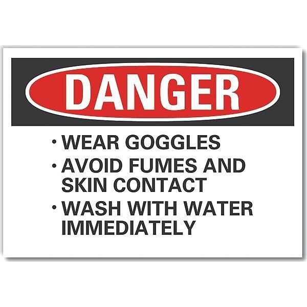 Eye & Skin  Danger Label, 7 in Height, 10 in Width, Polyester, Vertical Rectangle, English