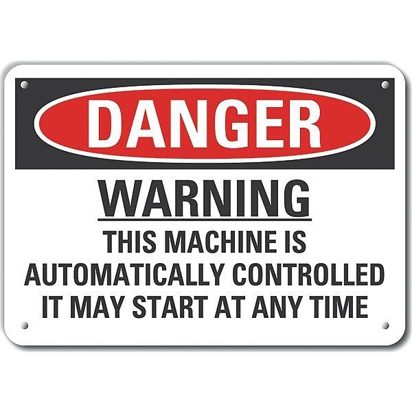 Plastic Machine & Operation Danger Sign, 7 in Height, 10 in Width, Plastic, Vertical Rectangle