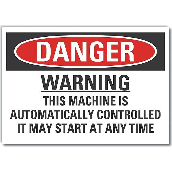 Machine & Operation Danger Label, 7 in Height, 10 in Width, Polyester, Vertical Rectangle, English