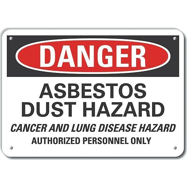 Aluminum Asbestos Danger Sign, 10 in H, 14 in W, Horizontal Rectangle, LCU4-0698-NA_14X10