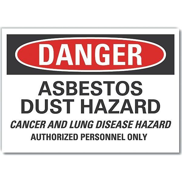 Asbestos Danger Label, 7 in H, 10 in W, Polyester, Vertical Rectangle, English, LCU4-0698-ND_10X7