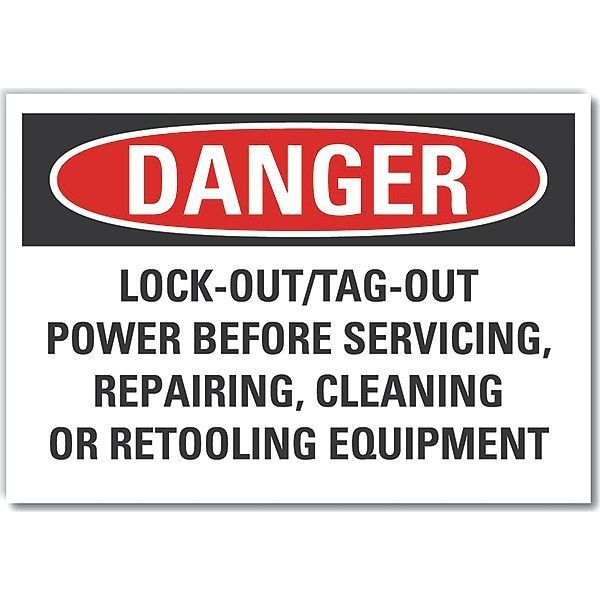 Lockout Tagout Danger Label, 5 in Height, 7 in Width, Polyester, Horizontal Rectangle, English