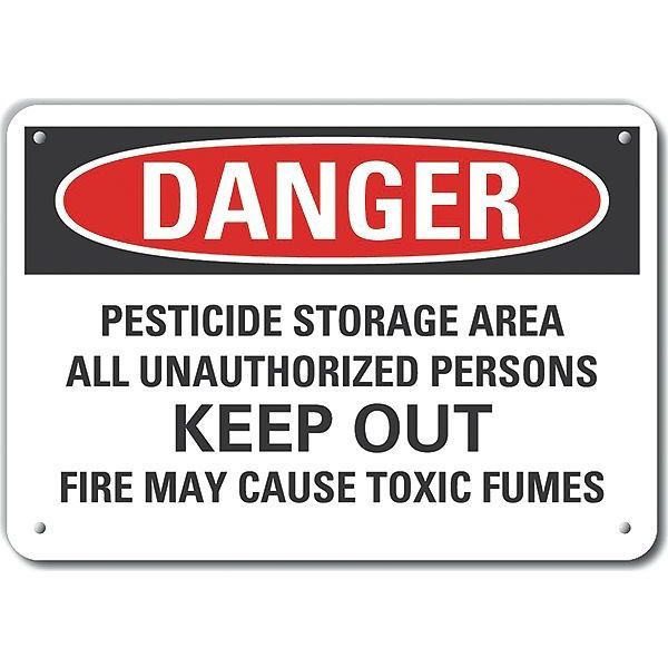 Reflective Pesticide Danger Sign, 7 in H, 10 in W, Vertical Rectangle, English, LCU4-0702-RA_10X7