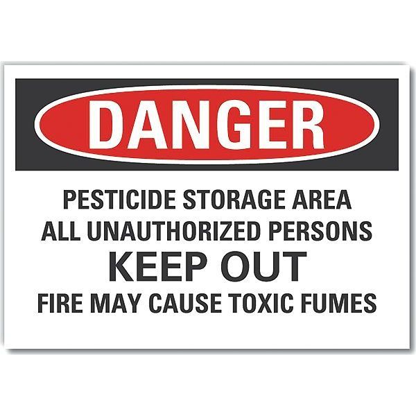 Pesticide Danger Label, 5 in H, 7 in W, Polyester, Horizontal Rectangle, English, LCU4-0702-ND_7X5