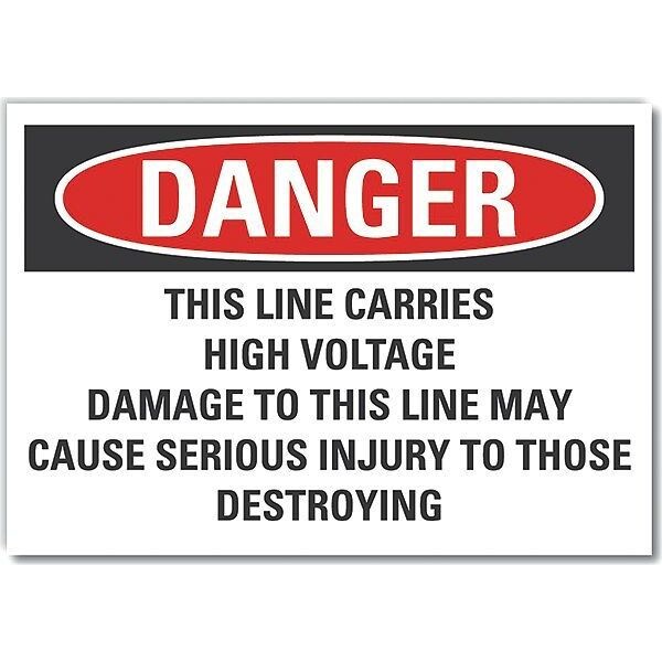 High Voltage Danger Label, 3 1/2 in Height, 5 in Width, Polyester, Horizontal Rectangle, English
