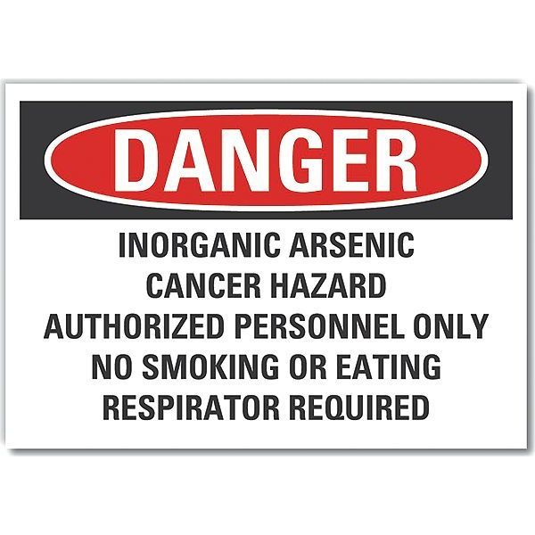Inorganic Arsenic Danger Reflective Label, 5 in Height, 7 in Width, Reflective Sheeting, English