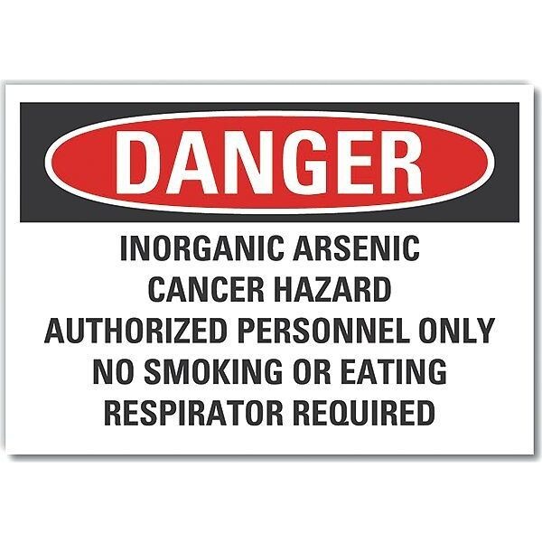 Inorganic Arsenic Danger Reflective Label, 7 in Height, 10 in Width, Reflective Sheeting, English