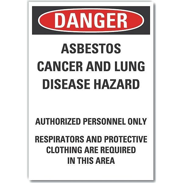 Asbestos  Danger Reflective Label, 5 in Height, 3 1/2 in Width, Reflective Sheeting, English