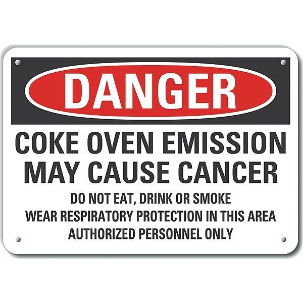 Plastic Coke Danger Sign, 7 in Height, 10 in Width, Plastic, Vertical Rectangle, English