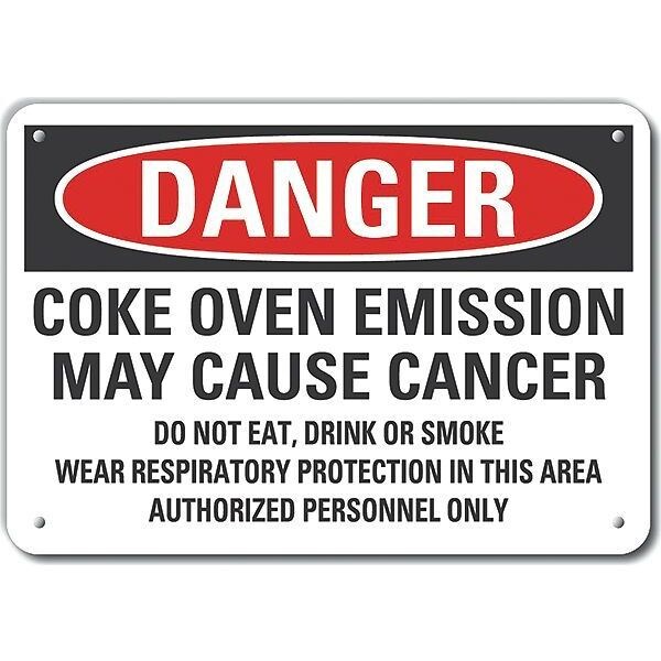 Reflective  Coke Danger Sign, 7 in Height, 10 in Width, Aluminum, Vertical Rectangle, English