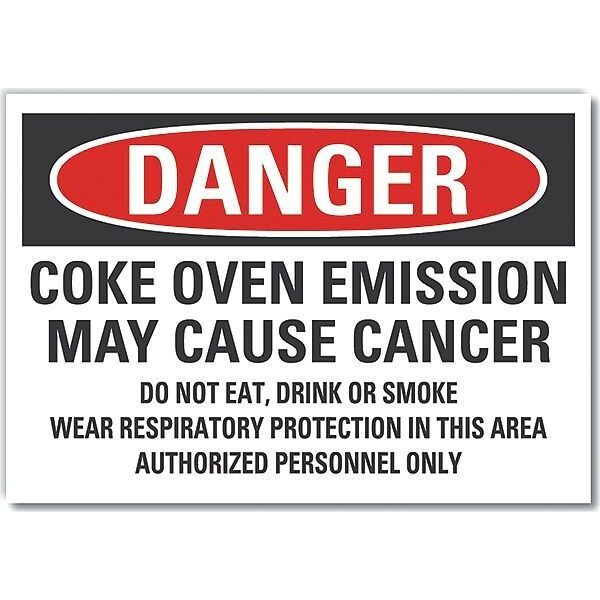 Coke Danger Label, 7 in Height, 10 in Width, Polyester, Vertical Rectangle, English
