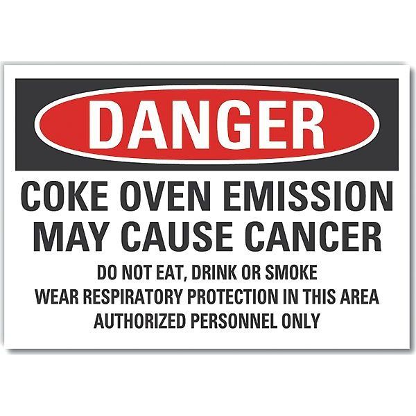 Coke Danger Label, 5 in Height, 7 in Width, Polyester, Horizontal Rectangle, English
