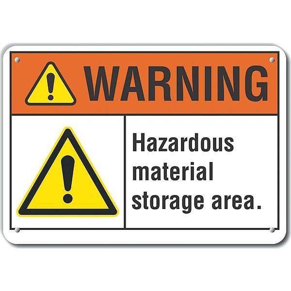 Reflective  Hazardous Materials Warning Sign, 7 in Height, 10 in Width, Aluminum, English