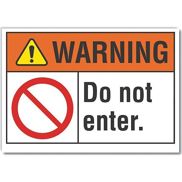 Exit & Entrance Warning Label, 7 in Height, 10 in Width, Polyester, Vertical Rectangle, English