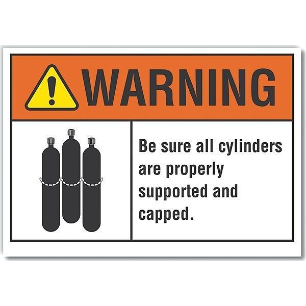 Cylinder Handling Warning Reflective Label, 3 1/2 in H, 5 in W, LCU6-0018-RD_5X3.5