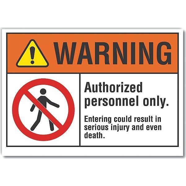 Authorized Personnel Warning Reflective Label, 5 in H, 7 in W, LCU6-0010-RD_7X5