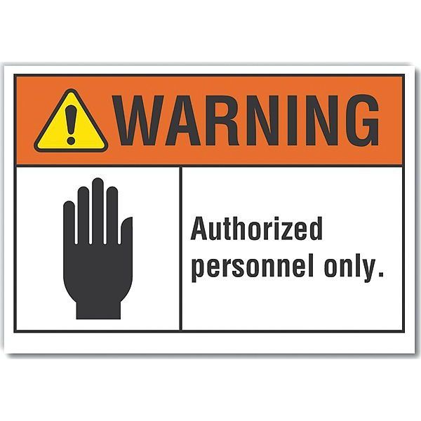 Authorized Personnel Warning Reflective Label, 5 in H, 7 in W, LCU6-0012-RD_7X5