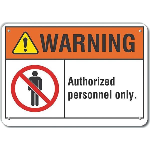 Aluminum Authorized Personnel Warning Sign, 7 in Height, 10 in Width, Aluminum, Vertical Rectangle