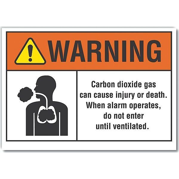 Decal, Warning Carbon Dioxide Gas, 5 x 3.5