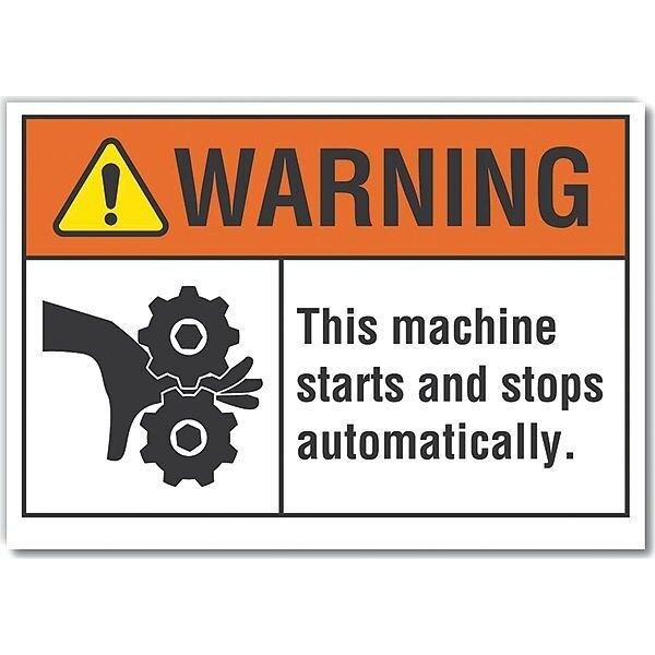 Warning Sign, 10 in Height, 14 in Width, Non-PVC Polymer, Horizontal Rectangle, English