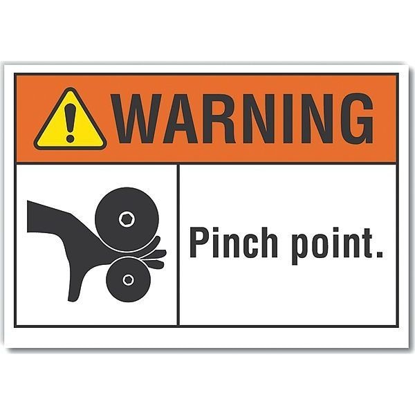 Decal, Reflective, Warning Pinch Point, 5 x 3.5