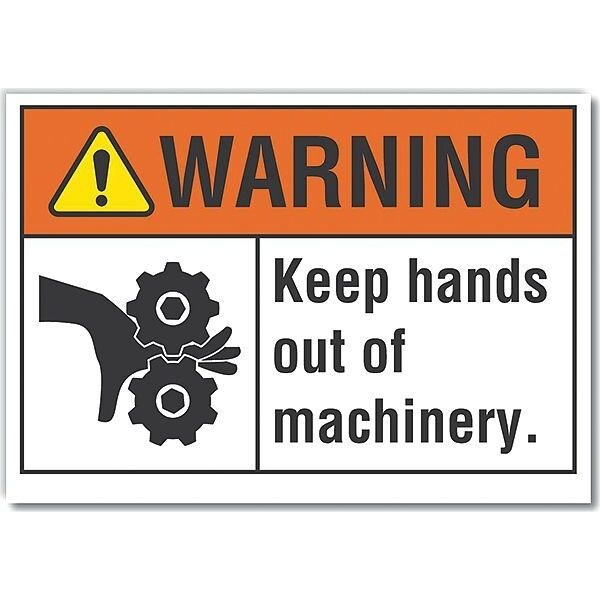 Decal, Reflective, Warning Keep Hands, 5 x 3.5