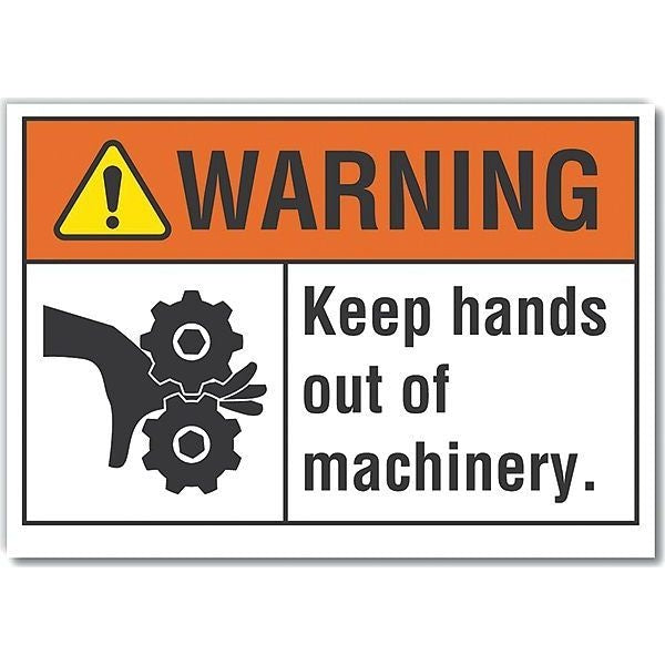 Warning Sign, 10 in Height, 14 in Width, Non-PVC Polymer, Horizontal Rectangle, English