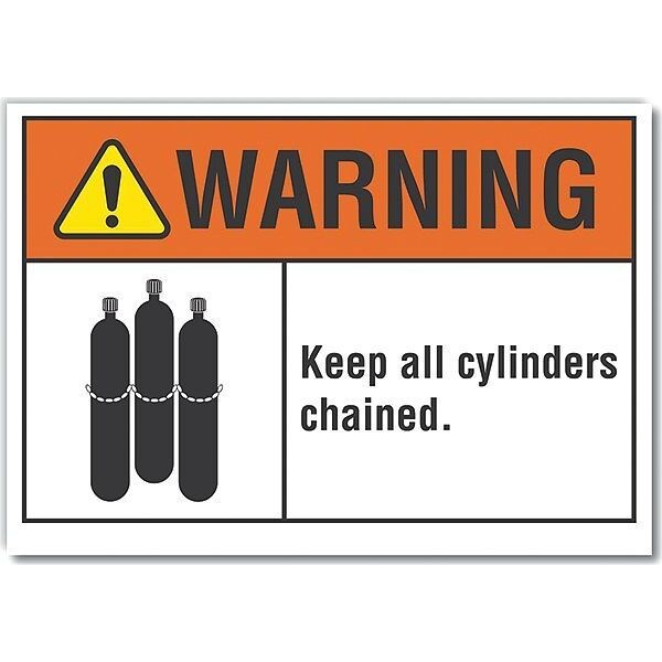 Cylinder Handling Warning Label, 7 in H, 10 in W, Polyester, Vertical, English, LCU6-0019-ND_10X7