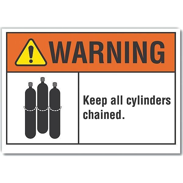 Cylinder Handling Warning Reflective Label, 3 1/2 in H, 5 in W, LCU6-0019-RD_5X3.5