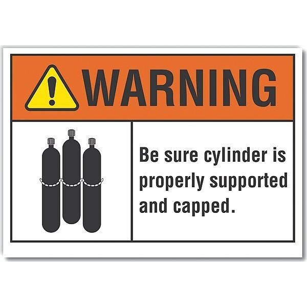 Cylinder Handling Warning Label, 10 in H, 14 in W, Polyester, Horizontal, LCU6-0020-ND_14X10