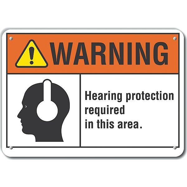 Decal, Plastic, Warning Hearing, 10 x 7