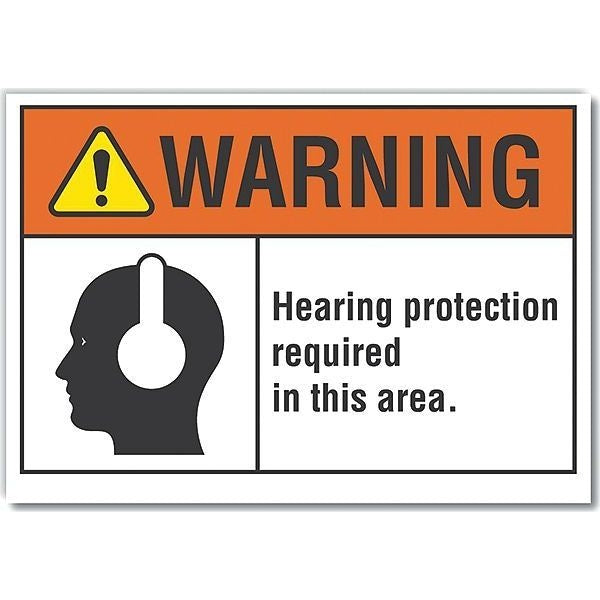 Decal, Warning Hearing, 5 x 3.5