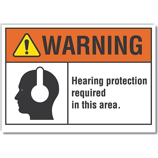 Decal, Reflective, Warning Hearing, 5 x 3.5